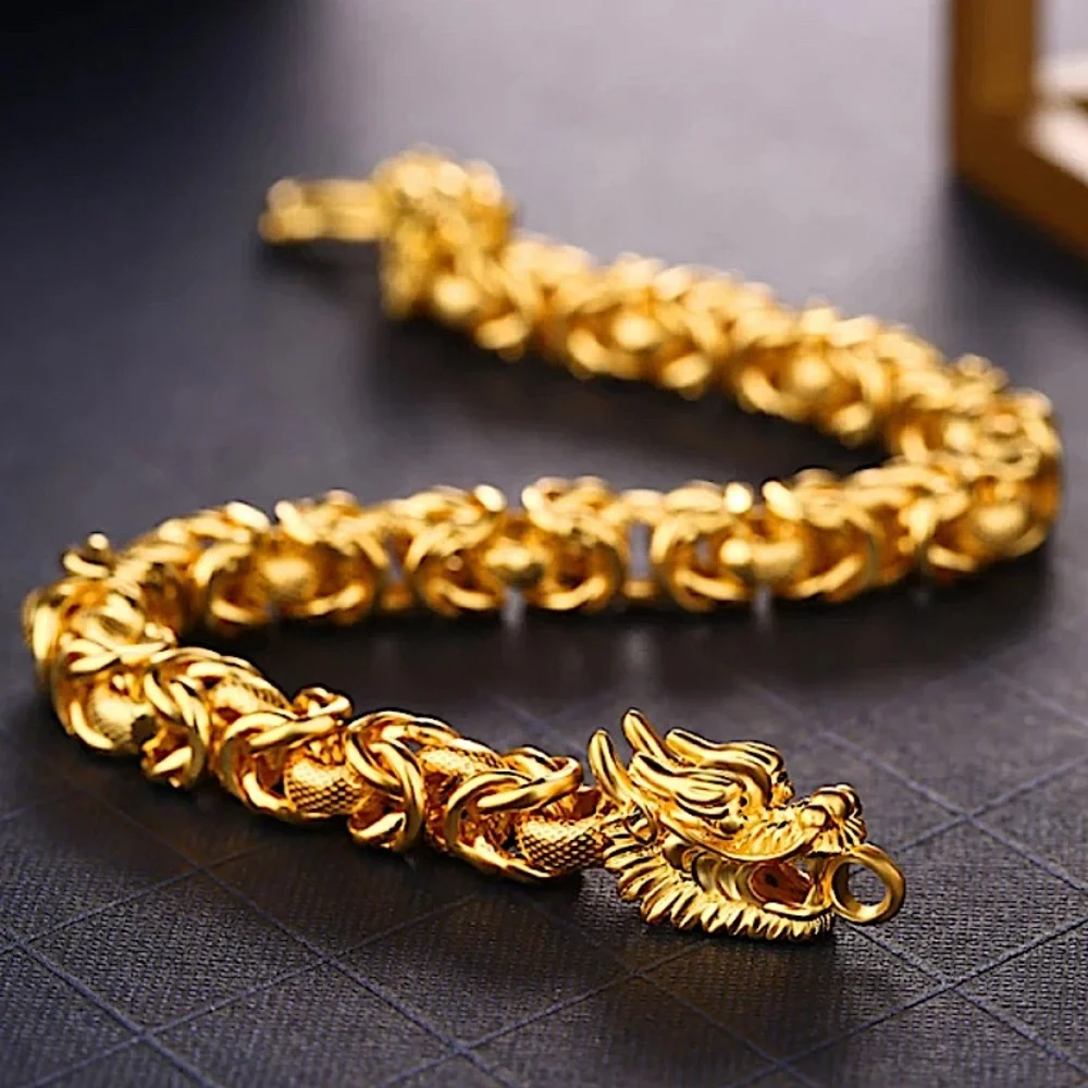 Dragon Hold Plated Byzantine Unisex Bracelet - Picture 1 of 14